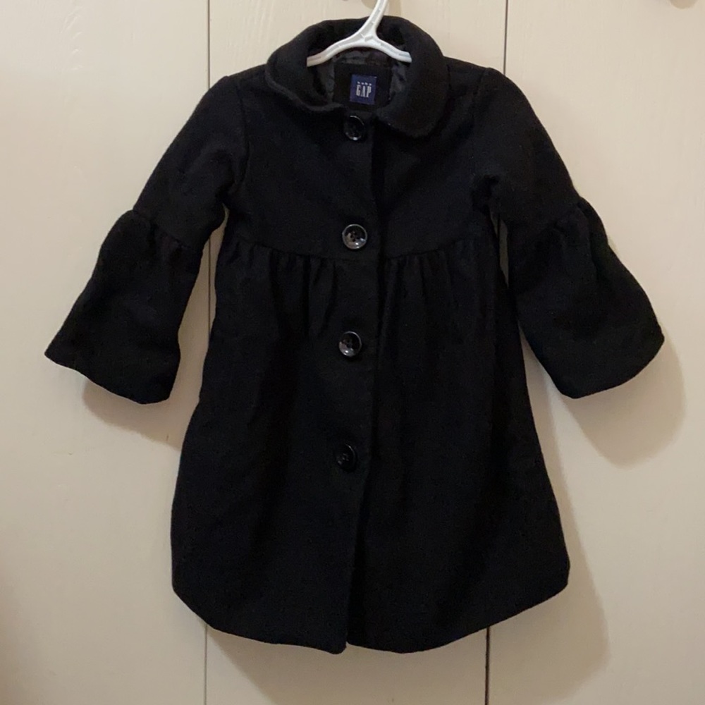 GAP Black Long Pea Coat with Flared Sleeves